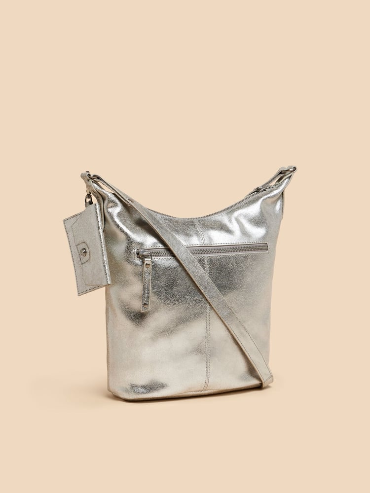 White Stuff Silver Tone Fern Leather Cross-Body Bag - Image 1 of 4