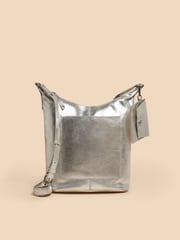 White Stuff Silver Tone Fern Leather Cross-Body Bag - Image 2 of 4