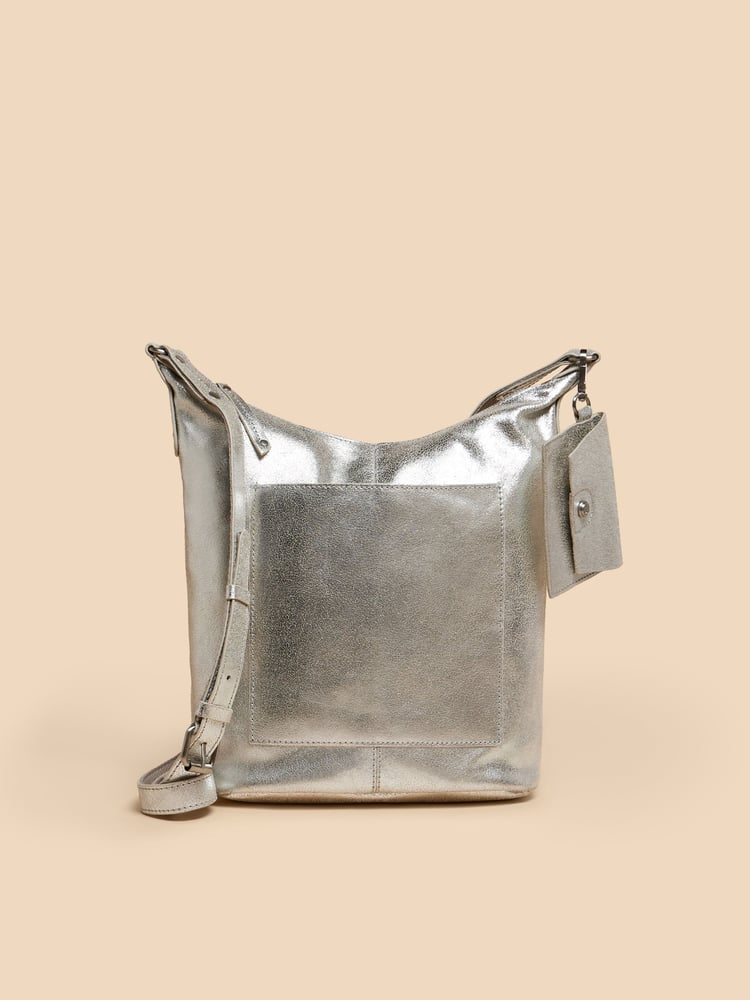 White Stuff Silver Tone Fern Leather Cross-Body Bag - Image 2 of 4