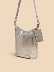 White Stuff Silver Tone Fern Leather Cross-Body Bag - Image 4 of 4