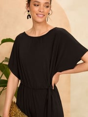 Love & Roses Black Wrap Jersey Jumpsuit - Image 2 of 4