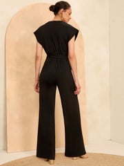 Love & Roses Black Jersey Zip Detail Wide Leg Jumpsuit - Image 4 of 4