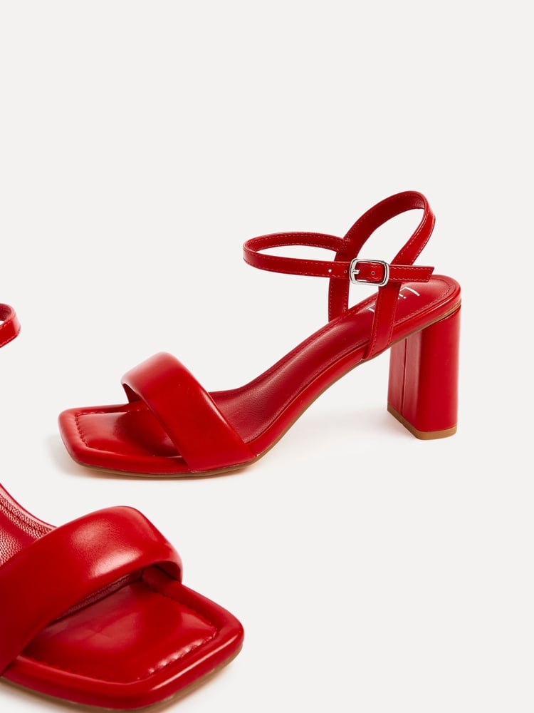 Linzi Red Balfour Block Heeled Sandals With Padded Front Strap - Image 5 of 5