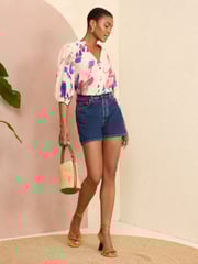 Love & Roses White Ruffle V Neck 3/4 Sleeve Button Through Blouse - Image 4 of 4