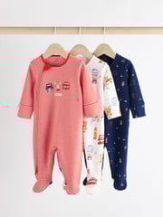 Red/Blue Baby Embroidered Sleepsuits 3 Pack (0mths-2yrs) - Image 1 of 11