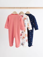 Red/Blue Baby Embroidered Sleepsuits 3 Pack (0mths-2yrs) - Image 2 of 11