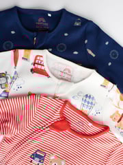 Red/Blue Baby Embroidered Sleepsuits 3 Pack (0mths-2yrs) - Image 7 of 11