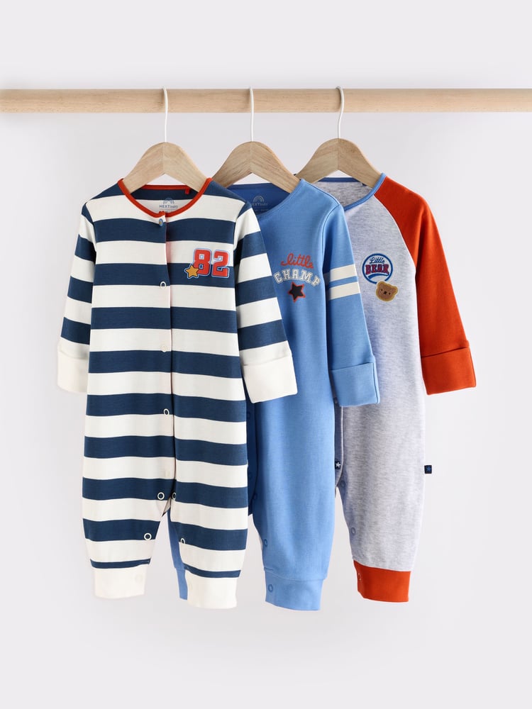 Bright Baby Footless Sleepsuits 3 Pack (0mths-3yrs) - Image 1 of 13