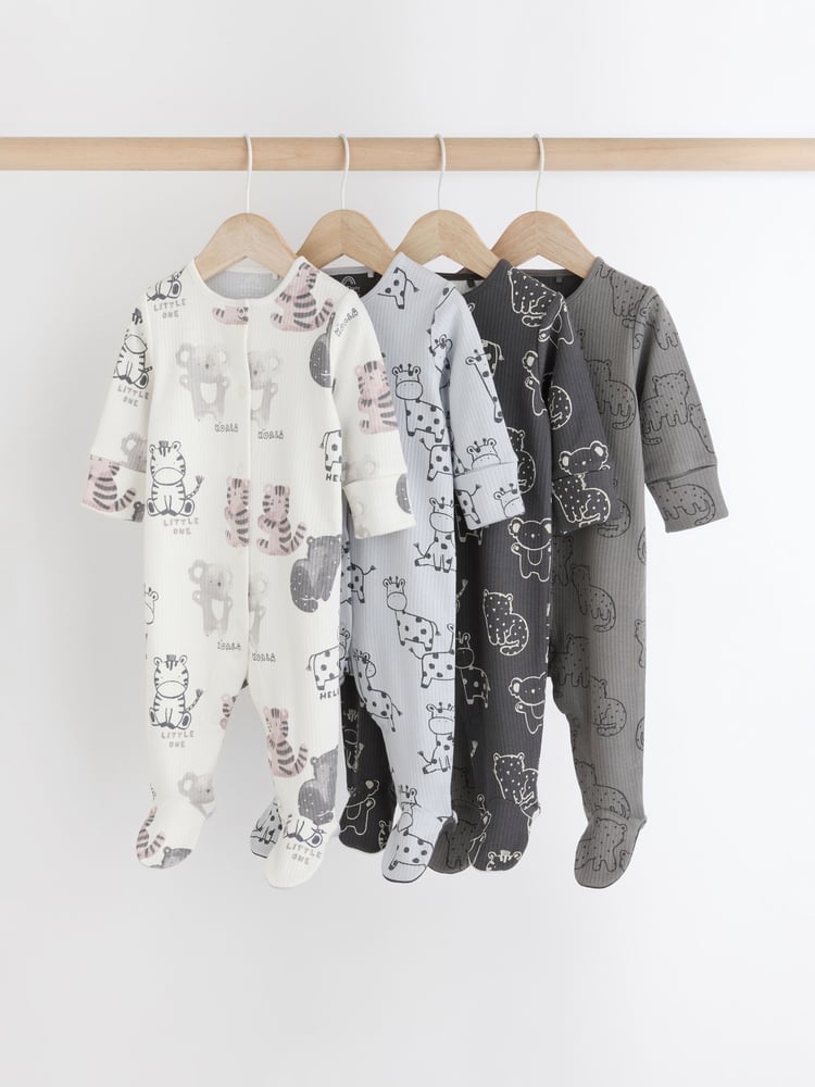 Black/White Baby Sleepsuits 4 Pack (0mths-2yrs) - Image 1 of 13 Black/White Baby Sleepsuits 4 Pack (0mths-2yrs) - Image 1 of 13