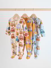 Bright Baby 2 Way Zip Sleepsuits 3 Pack (0mths-2yrs) - Image 1 of 12