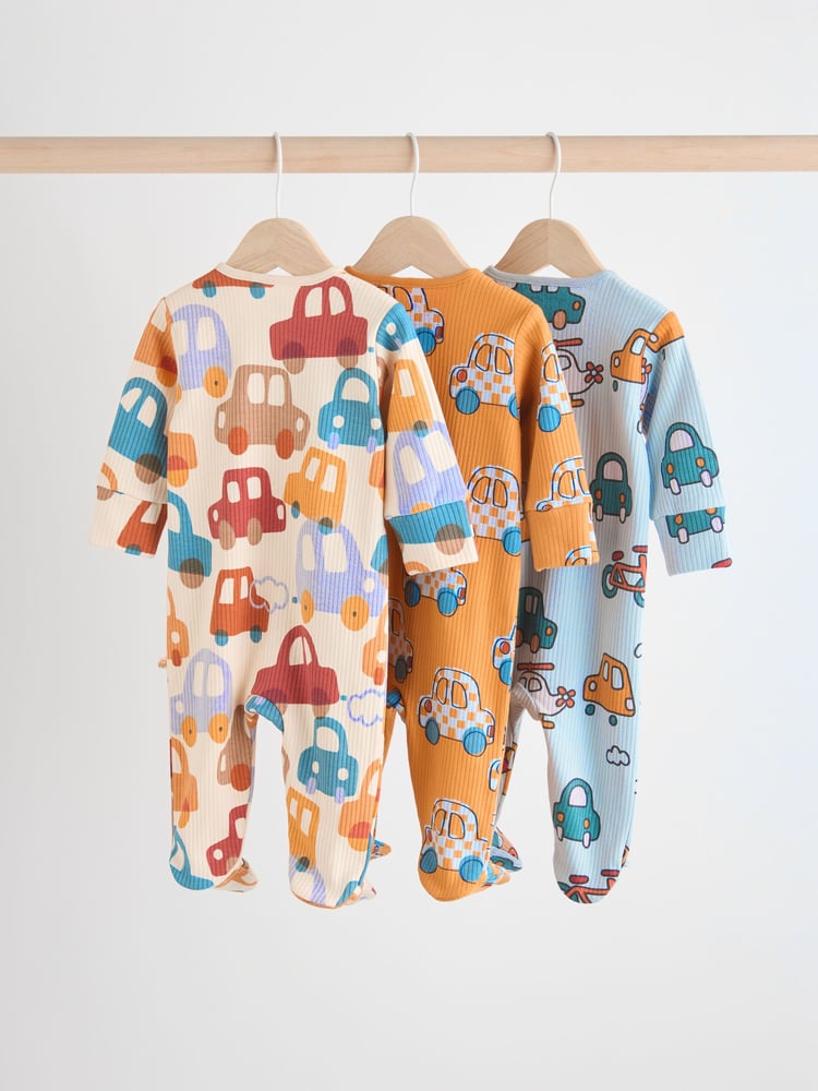 Bright Baby 2 Way Zip Sleepsuits 3 Pack (0mths-2yrs) - Image 2 of 12