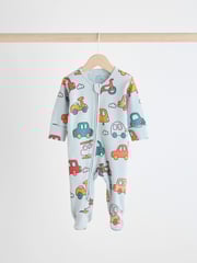 Bright Baby 2 Way Zip Sleepsuits 3 Pack (0mths-2yrs) - Image 7 of 12