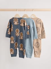 Navy Baby Two Way Zip Footless 100% Cotton Sleepsuits 3 Pack (0mths-3yrs) - Image 2 of 12