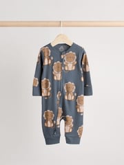Navy Baby Two Way Zip Footless 100% Cotton Sleepsuits 3 Pack (0mths-3yrs) - Image 3 of 12