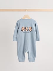 Navy Baby Two Way Zip Footless 100% Cotton Sleepsuits 3 Pack (0mths-3yrs) - Image 6 of 12