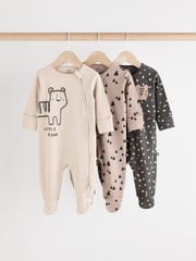 Monochrome Baby 2 Way Zip Sleepsuits 3 Pack (0mths-2yrs) - Image 1 of 13