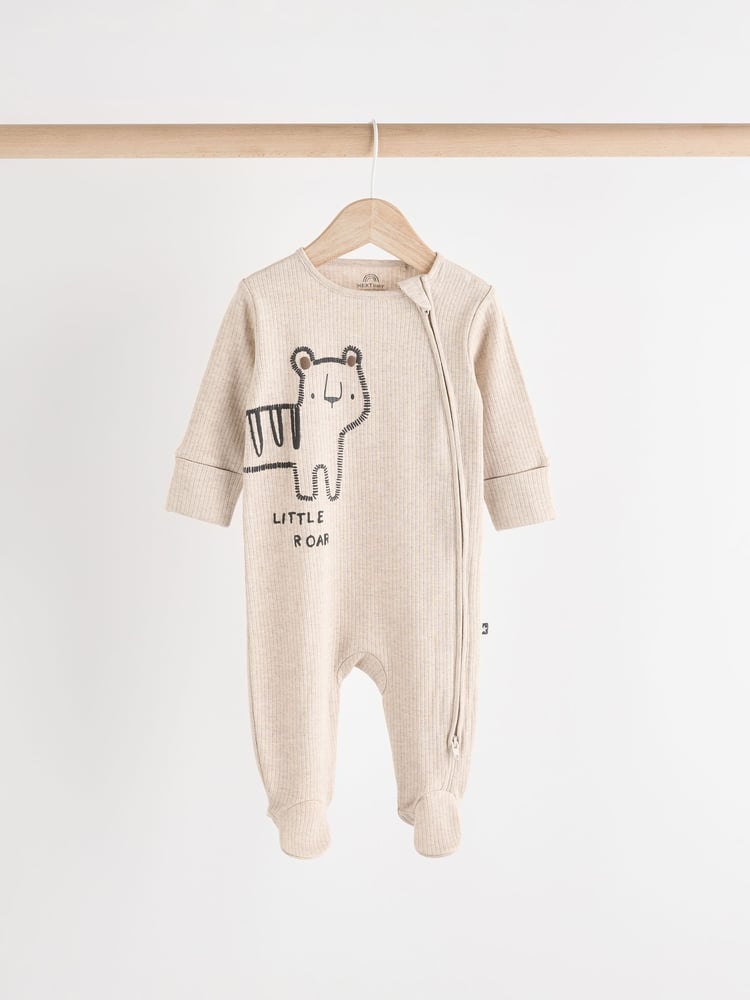 Monochrome Baby 2 Way Zip Sleepsuits 3 Pack (0mths-2yrs) - Image 2 of 13