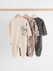 Monochrome Baby 2 Way Zip Sleepsuits 3 Pack (0mths-2yrs) - Image 5 of 13