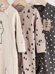 Monochrome Baby 2 Way Zip Sleepsuits 3 Pack (0mths-2yrs) - Image 8 of 13