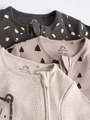 Monochrome Baby 2 Way Zip Sleepsuits 3 Pack (0mths-2yrs) - Image 9 of 13
