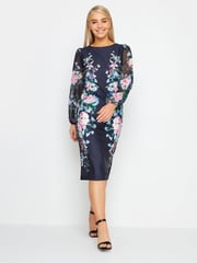 M&Co Blue Chiffon Sleeve Shift Dress - Image 1 of 4
