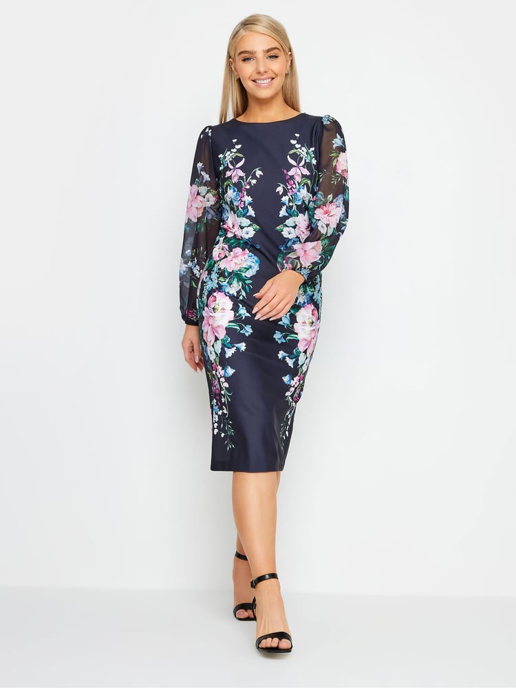 M&Co Blue Chiffon Sleeve Shift Dress - Image 1 of 4