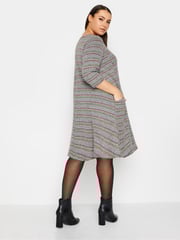 Yours Curve Grey Camo Stripe Soft Touch Pocket Dress - Image 2 of 4