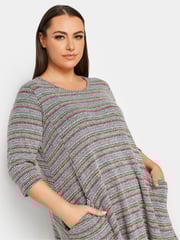 Yours Curve Grey Camo Stripe Soft Touch Pocket Dress - Image 4 of 4