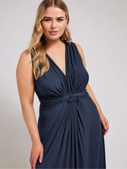 Yours Curve Blue Knot Front Maxi Dress - Image 2 of 4