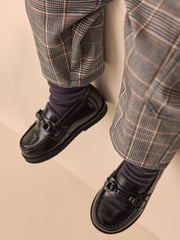 Black Leather Saddle Loafers - Image 1 of 3