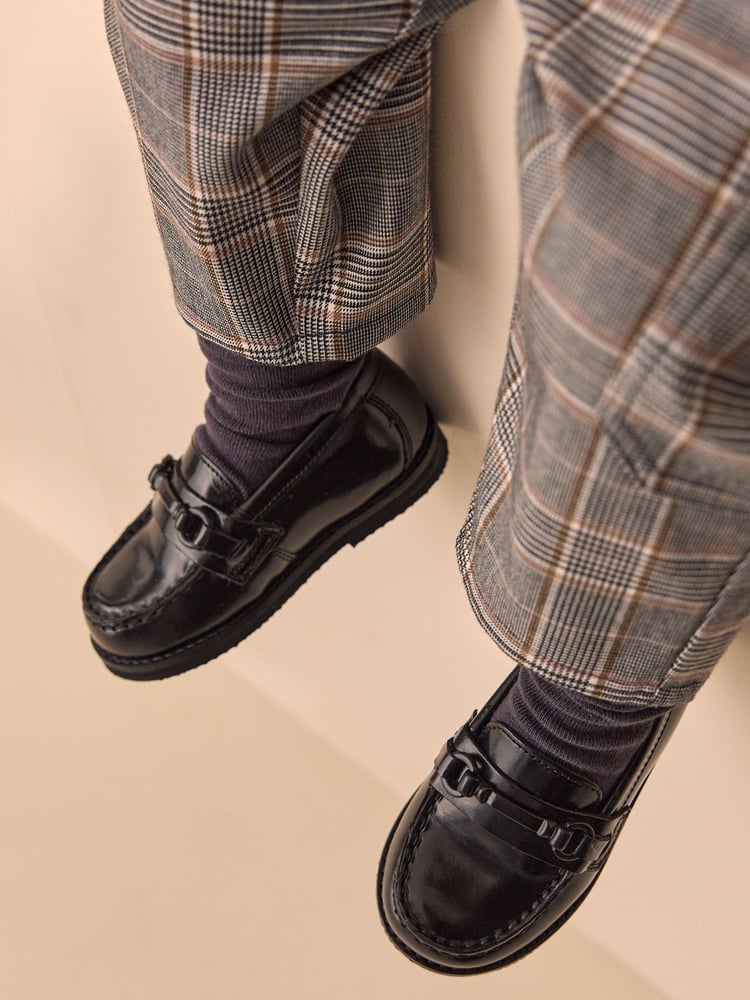 Black Leather Saddle Loafers - Image 1 of 3