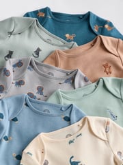 Teal Blue 7 Pack Baby Bodysuits - Image 11 of 13