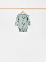 Teal Blue 7 Pack Baby Bodysuits - Image 6 of 13