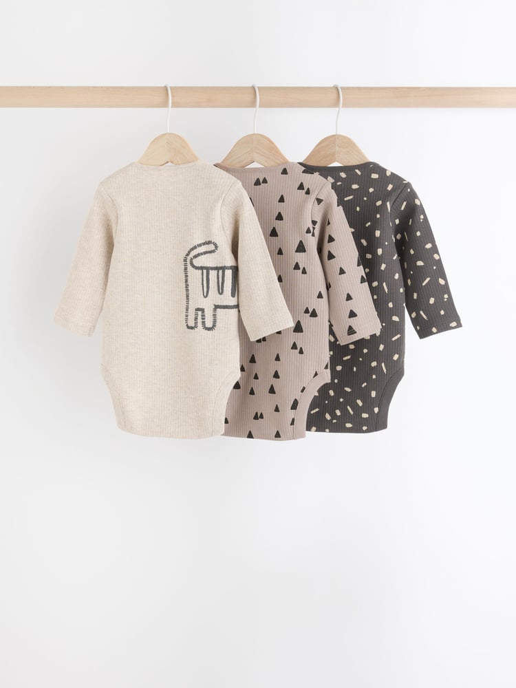 Neutral 3 Pack Baby Rib Bodysuits - Image 2 of 10