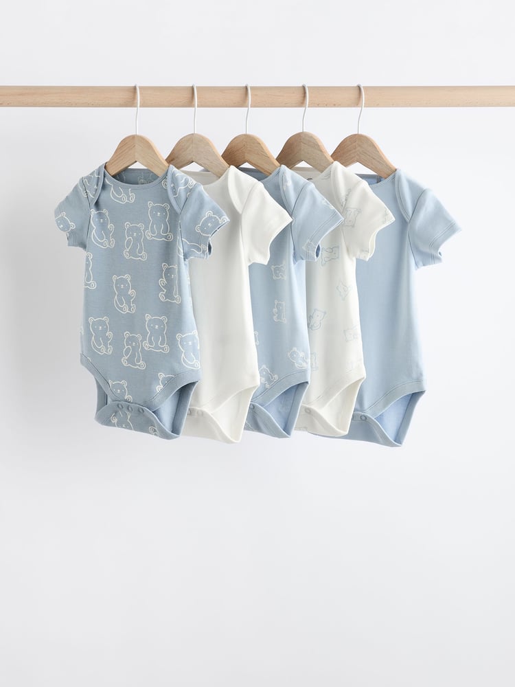 Blue Bear Baby Bodysuits 5 Pack - Image 1 of 13