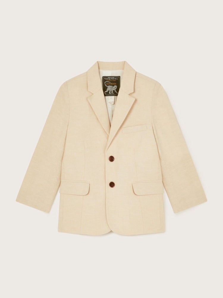Monsoon Natural Smart Pocket Detail Cotton/Linen Mix Blazer - Image 2 of 4