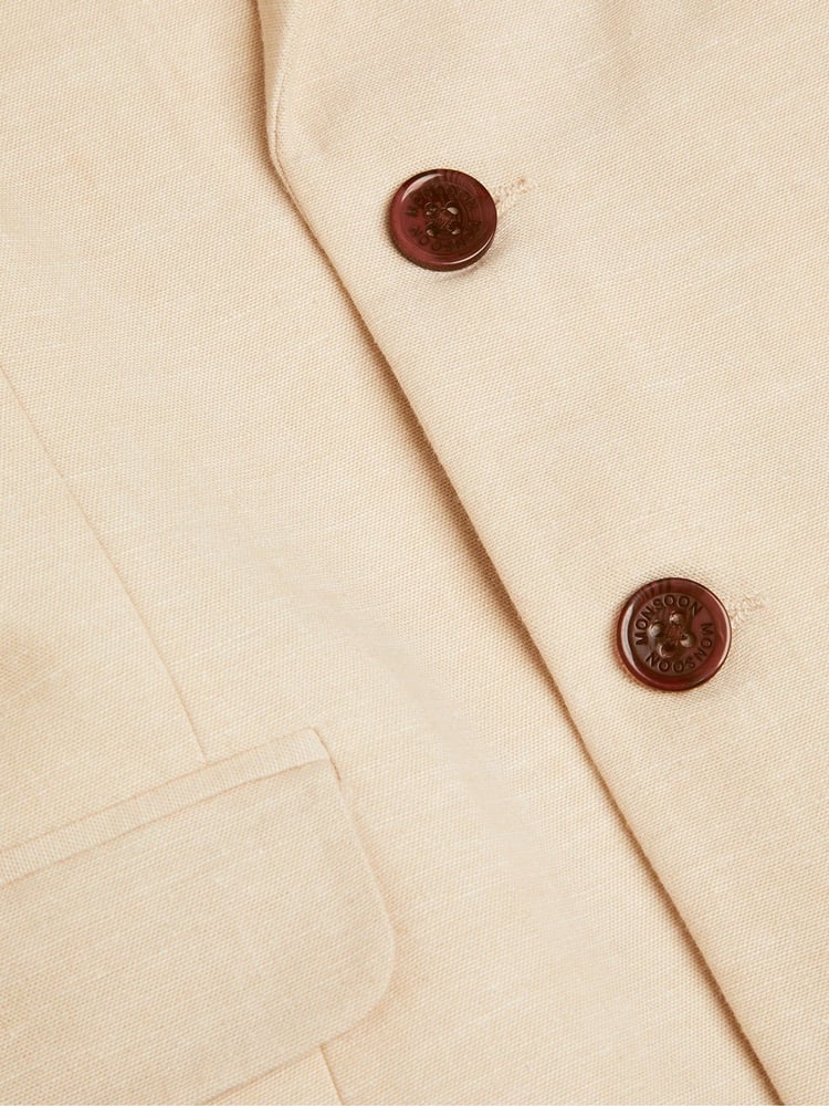 Monsoon Natural Smart Pocket Detail Cotton/Linen Mix Blazer - Image 4 of 4