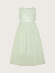Monsoon Green Priscilla Sequin Ruffle Dress - Image 1 of 3