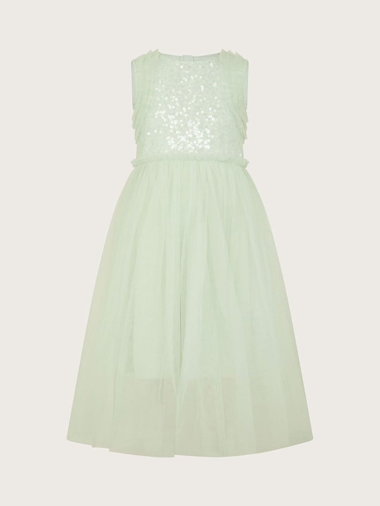 Monsoon Green Priscilla Sequin Ruffle Dress - Image 1 of 3
