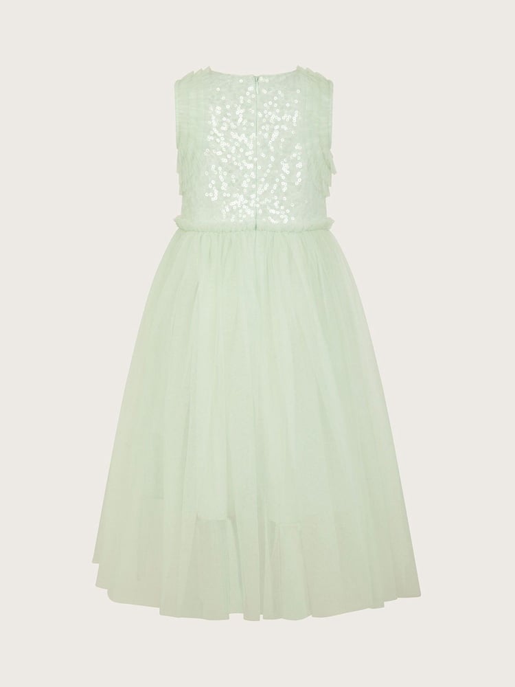 Monsoon Green Priscilla Sequin Ruffle Dress - Image 2 of 3