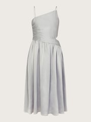 Monsoon Silver Satin Cut-Out Prom Dress - Image 1 of 3