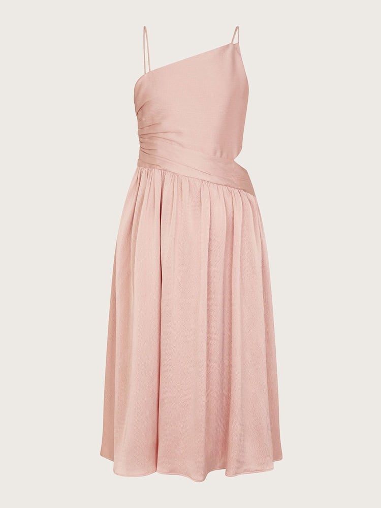 Monsoon Pink Satin Cut-Out Prom Dress - Image 1 of 3