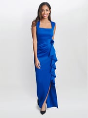 Gina Bacconi Patsy Maxi Dress with Square Neckline & 3D Flower - Image 3 of 5