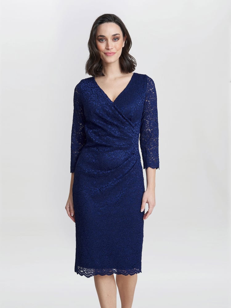 Gina Bacconi Blue Melody Lace Wrap Dress - Image 1 of 5