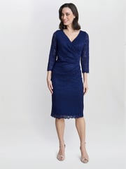 Gina Bacconi Blue Melody Lace Wrap Dress - Image 3 of 5