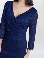 Gina Bacconi Blue Melody Lace Wrap Dress - Image 4 of 5