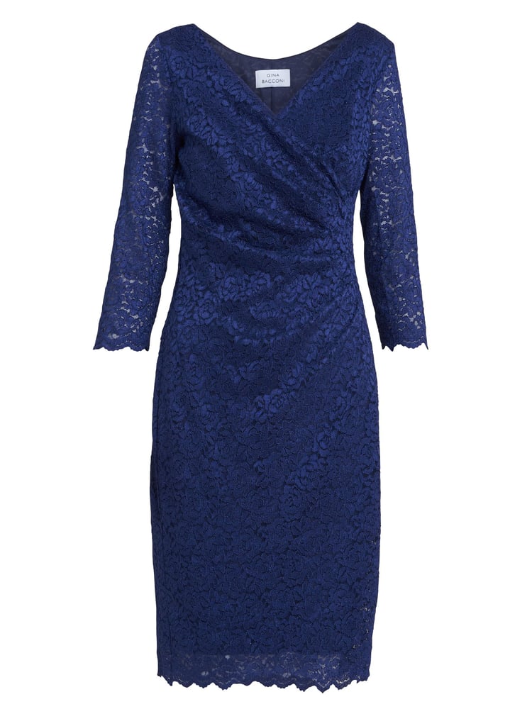 Gina Bacconi Blue Melody Lace Wrap Dress - Image 5 of 5