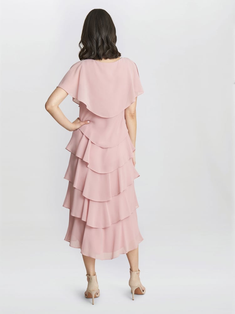 Tessa Midi Tiered Dress With Shoulder Trim - Image 2 of 5