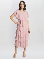 Tessa Midi Tiered Dress With Shoulder Trim - Image 3 of 5