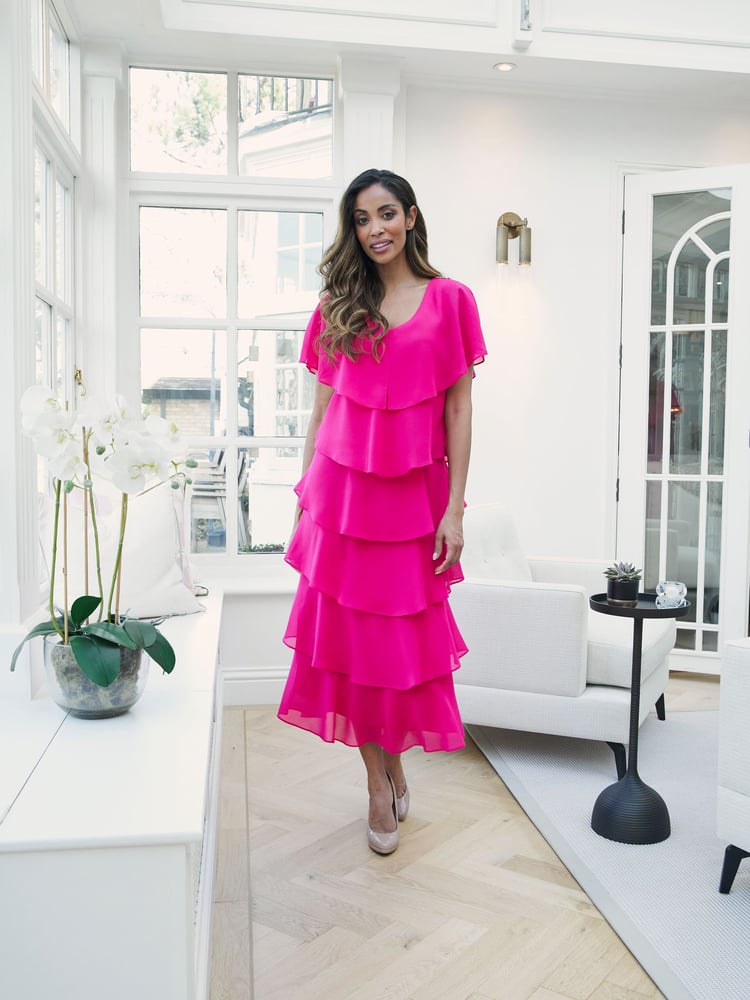 Gina Bacconi Rebecca Midi Tiered Dress With Shoulder Trim - Image 1 of 6